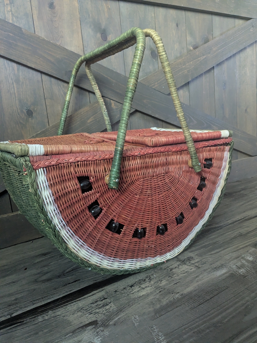 Vintage Watermelon Picnic Basket